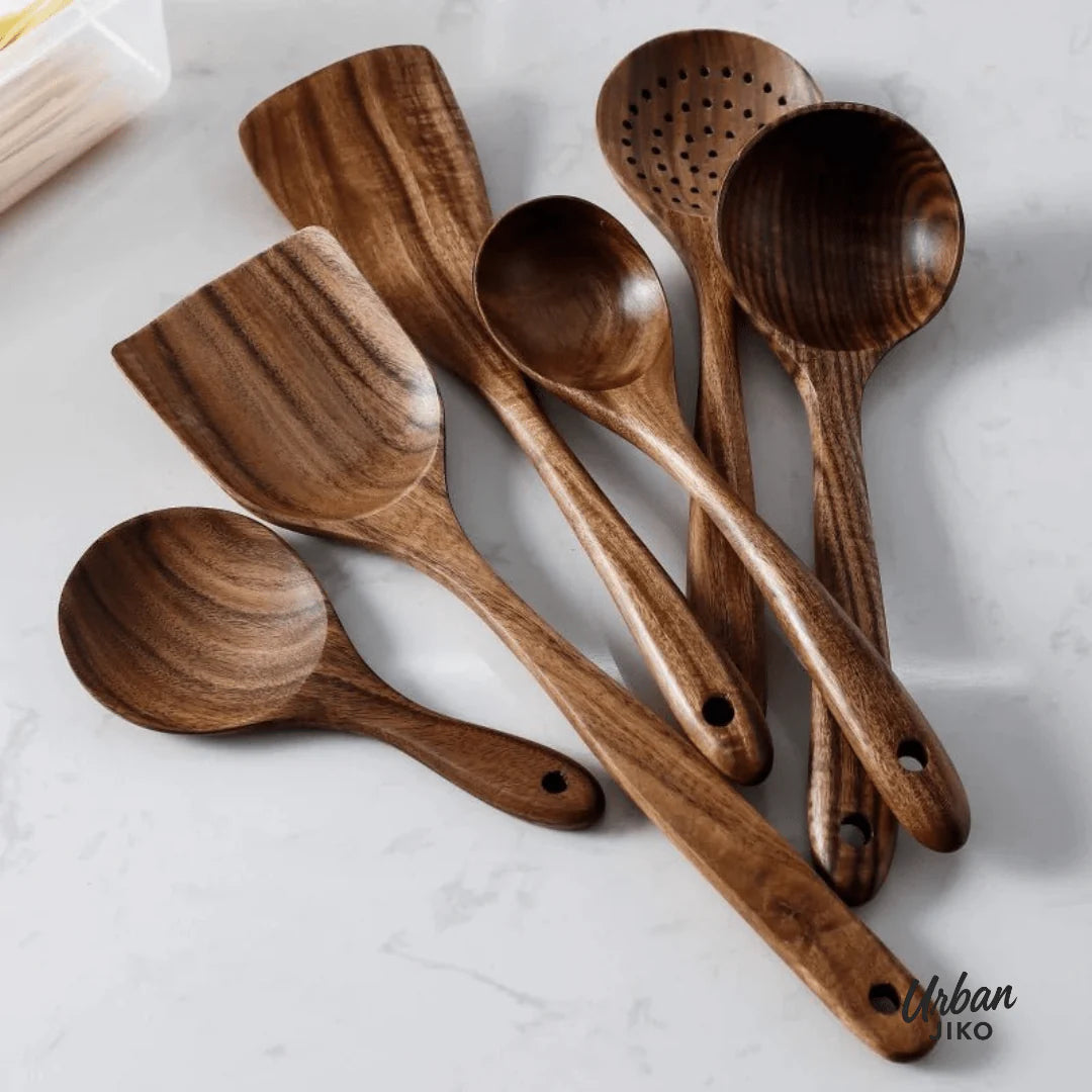 Köksredskapsset i teakträ – 12 delar